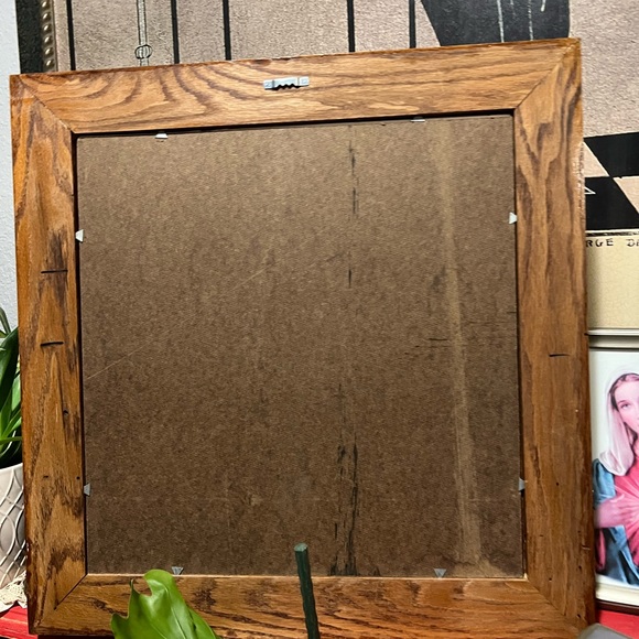 Vintage wooden Framed Signed by Artis lanscape - Artchitecture drawing 21” paper - Picture 10 of 12